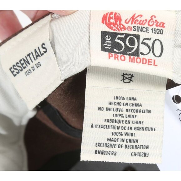 Fear Of God Essentials X New Era 5950 Gothic F Fitted Baseball Hat 7 3/8 Walnut - Picture 2 of 11